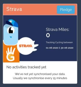 Image shows Strava successfully connected to GivePenny