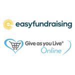 Image shows two logos. The first reads 'easyfundraising' and the second reads 'Give as you Live Online'