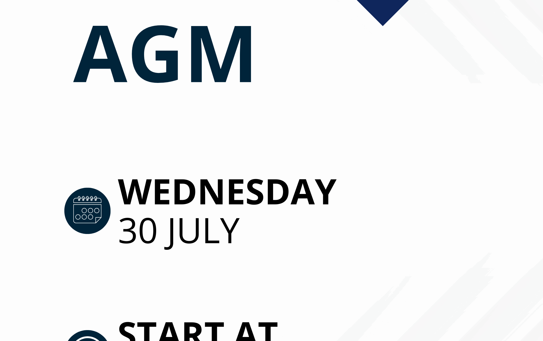 AGM Wednesday 30 July at 7.15pm