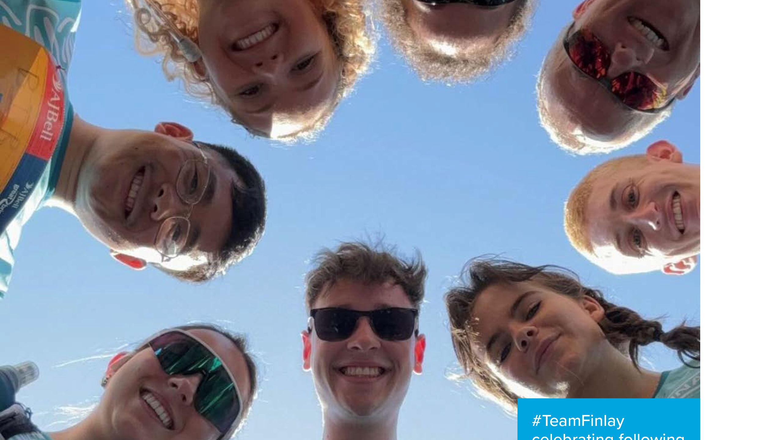 The cover of Look Forward Summer 2024 (issue 183) featuring a group of eight people looking down at the camera with blue sky above them