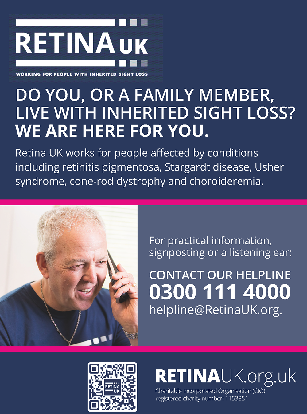 Retina UK Helpline poster