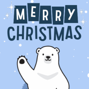 Polar bear card with Merry Christmas.