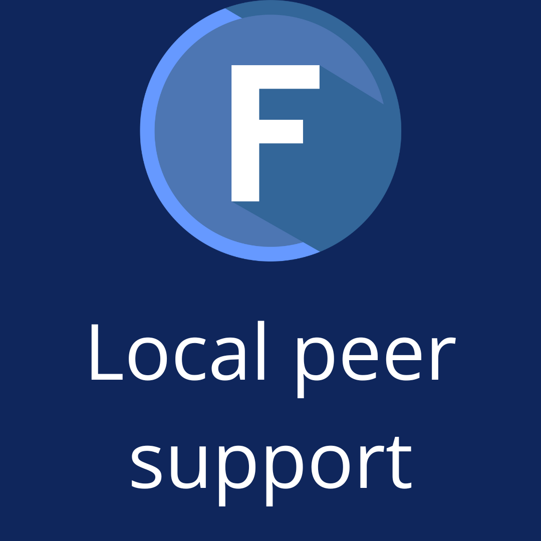 Facebook F with the words Local peer support