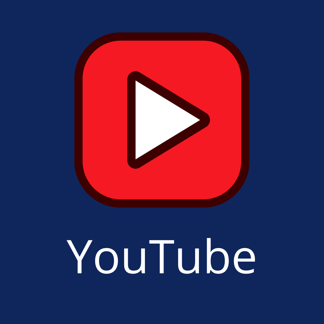 YouTube - a red square with a white arrow inside pointing to the right