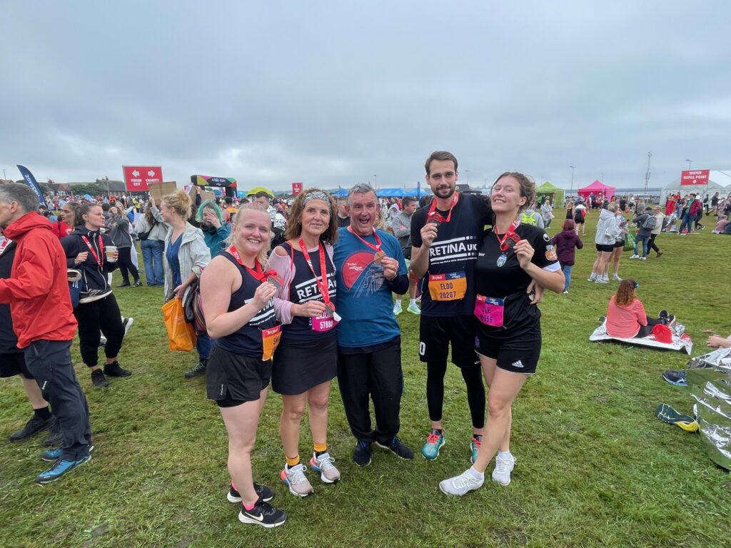 A group of five runners at the Great North Run Half Marathon