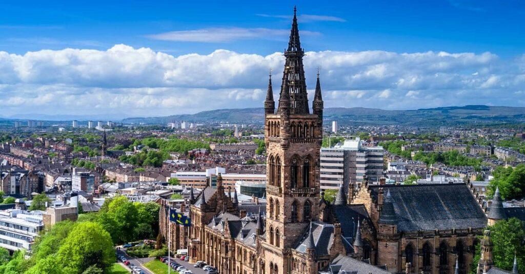 An aerial view of Glasgow, Scotland's largest city.