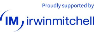 Irwin Mitchell logo. The logo is navy - in the left is the capital "IM" iwth a circle around it. Next to it is the text "irwinmitchell" and above is the smaller text "Proudly sponsored by".